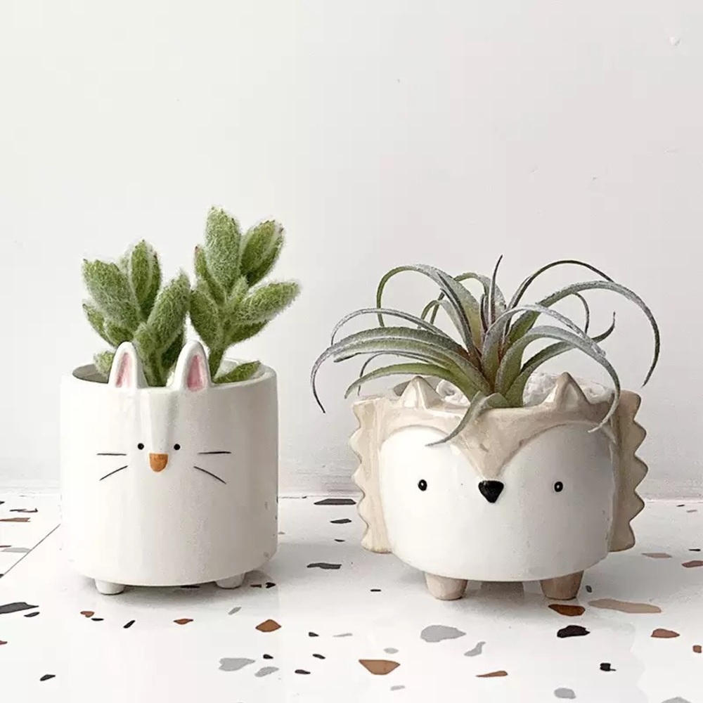 Succulent pot plant rabbit shiba ceramic garden home decor cute animal cartoon - Picture 3 of 9